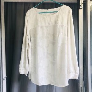 Loft plus white floral long sleeve blouse 2x